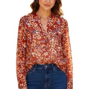 KUT from the Kloth Sinclair‎ Floral Print  Top Long Sleeve Rust Extra Small